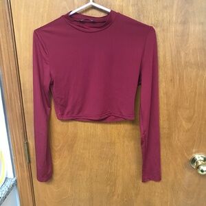 SHEIN Maroon Stretch Crop Top Medium